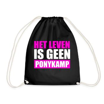 Het leven is geen Ponykamp – funny saying - Drawstring Bag - black - Front