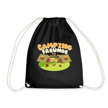 Campingfreunde für immer. Campingplatz Freunde - Turnbeutel - Schwarz - Vorne