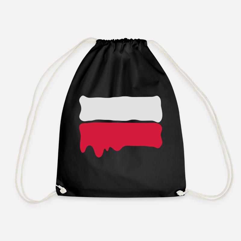 Runny paint flag Poland - Drawstring Bag - black