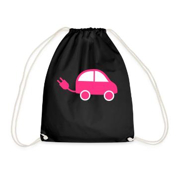 Elektro Auto Schnell Zukunft Geschenk Fahrzeug - Turnbeutel - Schwarz - Vorne