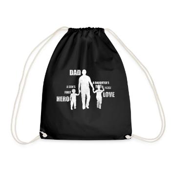 Vater und Sohn - Vater und Tochter Geschenk Papa - Turnbeutel - Schwarz - Vorne