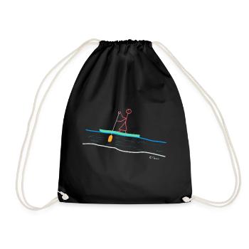 Standup paddle stick figure, woman water floating - Drawstring Bag - black - Front
