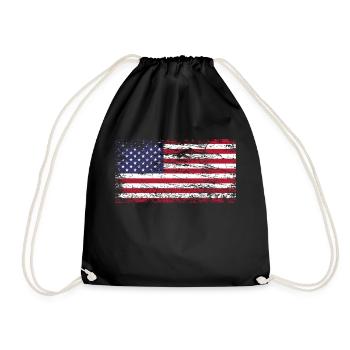 Flag of United States of America USA - Drawstring Bag - black - Front