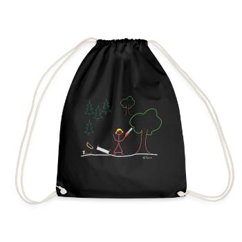 Bâton de bûcheron, femme, profession forestière - Sac de sport léger - noir - Devant