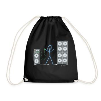 Listen to music stick figures, speaker sounds - Drawstring Bag - black - Front