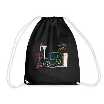Electric car Electricity Stick figure, regenerative - Drawstring Bag - black - Front