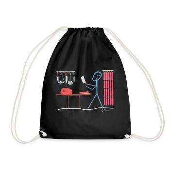 Butcher Butcher Stick figure, job work fun - Drawstring Bag - black - Front