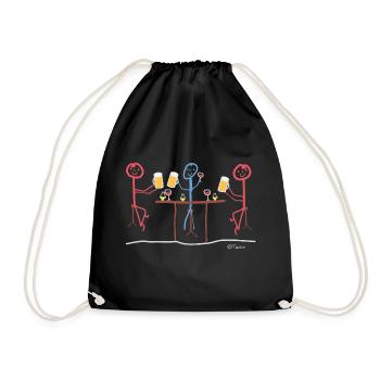 Stick figures discuss with each other, talk - Drawstring Bag - black - Front