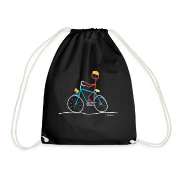 Fahrrad Fahrerin Strichmännchen Sport Bike Verkehr - Turnbeutel - Schwarz - Vorne
