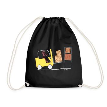 Forklift stick figure logistics woman warehouse - Drawstring Bag - black - Front