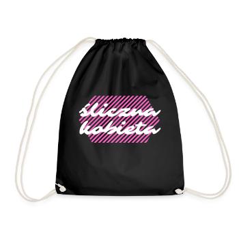 Beautiful woman, Polish language, compliment - Drawstring Bag - black - Front