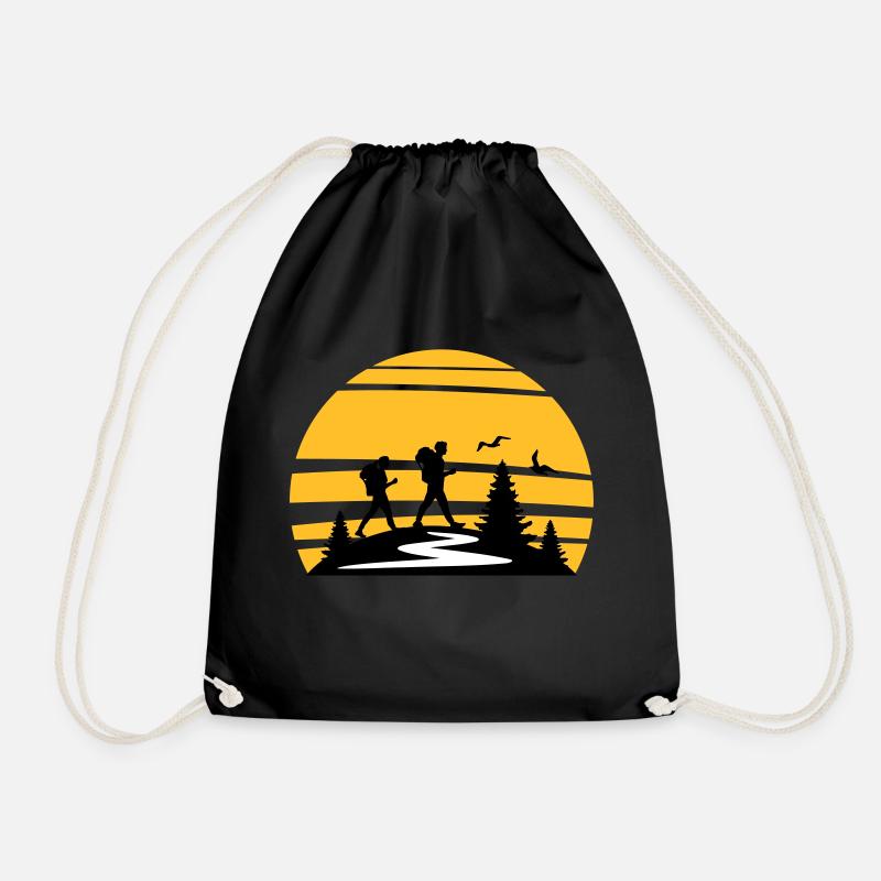 WANDERN Mountains Sun - Drawstring Bag - black
