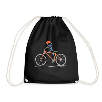Fahrradfahren Strichmännchen Sport Freizeit Spaß - Turnbeutel - Schwarz - Vorne