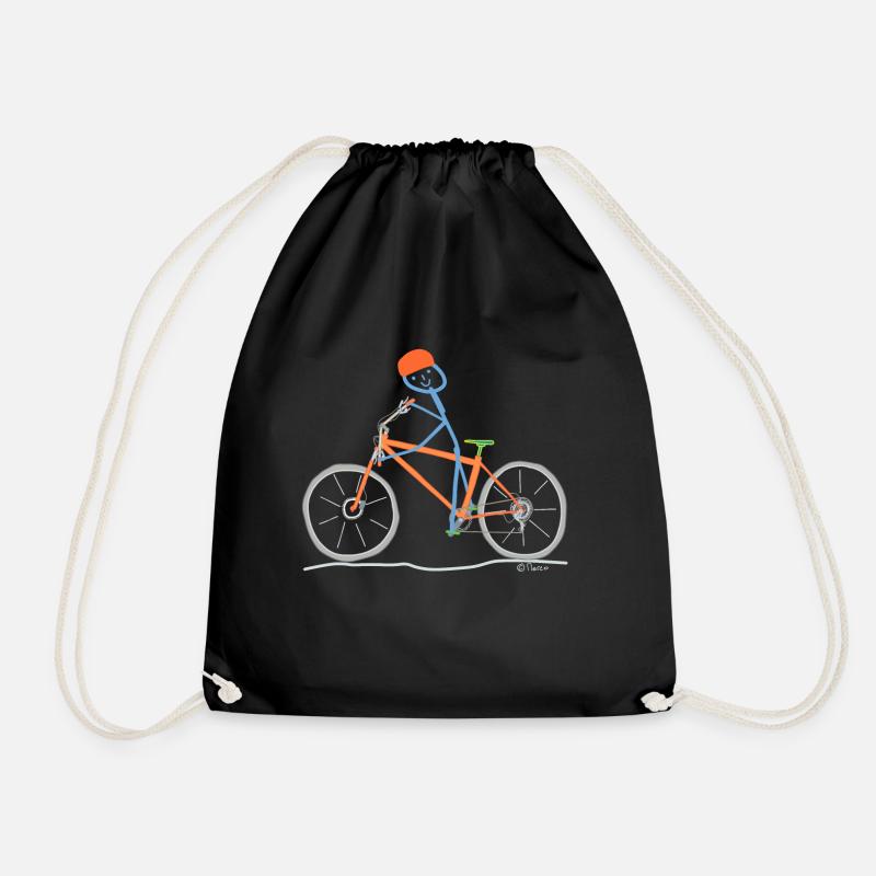 Fahrradfahren Strichmännchen Sport Freizeit Spaß - Turnbeutel - Schwarz