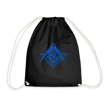 Masonic symbol blue G eye angles & compasses - Drawstring Bag - black - Front