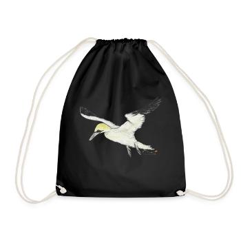 Gannet, a seabird - Drawstring Bag - black - Front