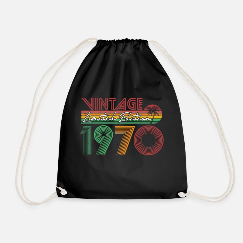 Vintage 1970 Retro Geburtstag Geschenkidee - Turnbeutel - Schwarz