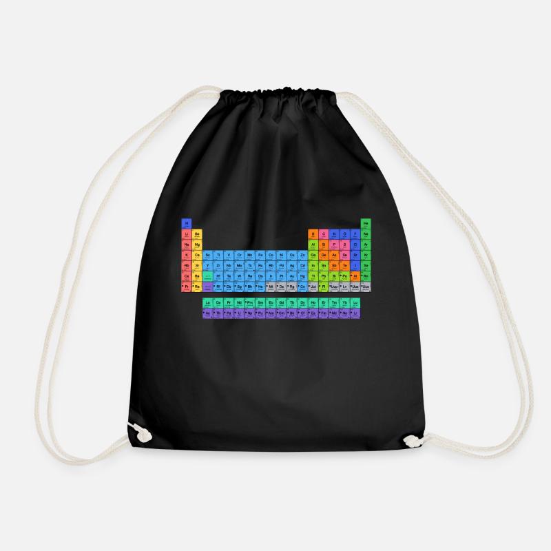 Colored periodic table - Drawstring Bag - black
