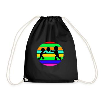 kid playing - Drawstring Bag - black - Front