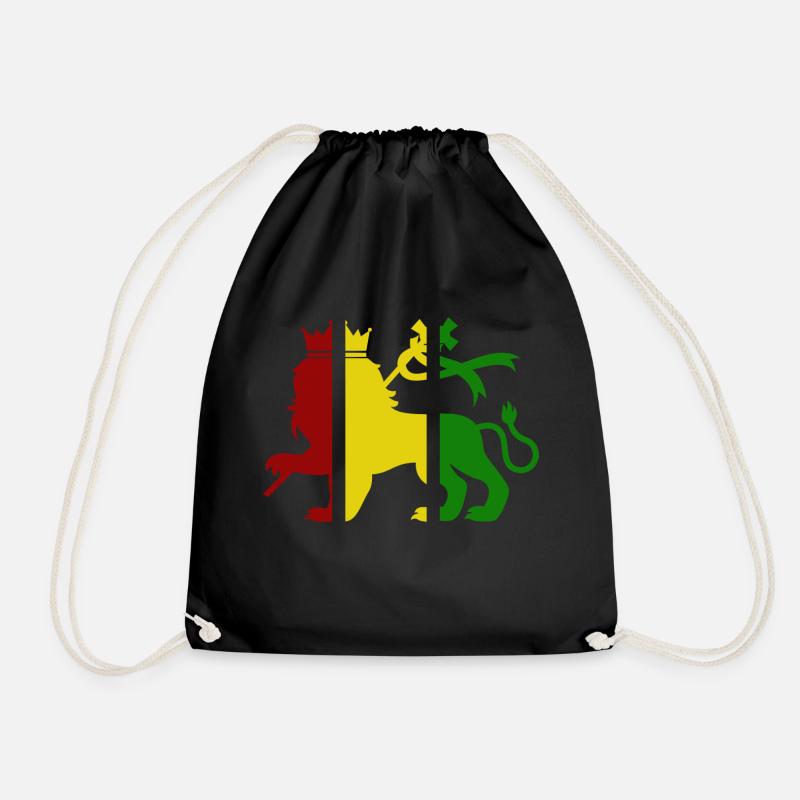 Lion of judah - reggae lion - Drawstring Bag - black