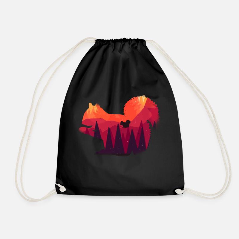 Squirrel Forest 01 2021 - Drawstring Bag - black