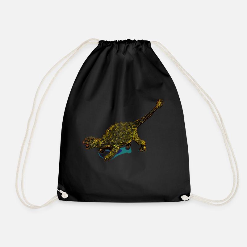 Ankylosaurus comic - Drawstring Bag - black