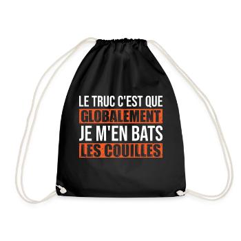 Je m'en bats cadeau humour drole - Sac de sport léger - noir - Devant