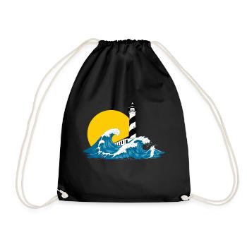 lighthouse wave Menorca - Drawstring Bag - black - Front