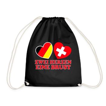 Deutschland Schweiz - Turnbeutel - Schwarz - Vorne