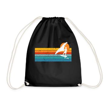 Wing Foiling Surf Surfing Surfer - Drawstring Bag - black - Front