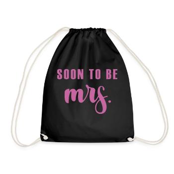 Soon to be MRS gift groom wedding marriage - Drawstring Bag - black - Front