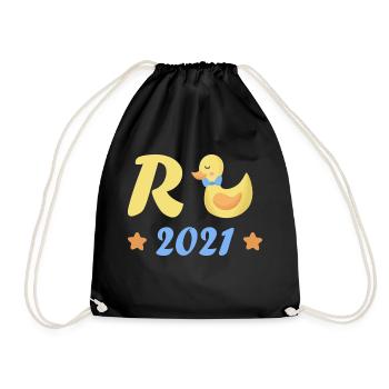 Rente Ente 2021 Ruhestand Rentner Pension Geschenk - Turnbeutel - Schwarz - Vorne