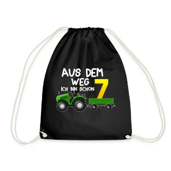 aus dem weg ich bin schon 7 Traktor Jungen 7 Jahre - Turnbeutel - Schwarz - Vorne