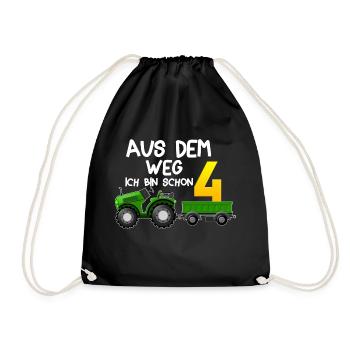 aus dem weg ich bin schon 4 Traktor Jungen 4 Jahre - Turnbeutel - Schwarz - Vorne