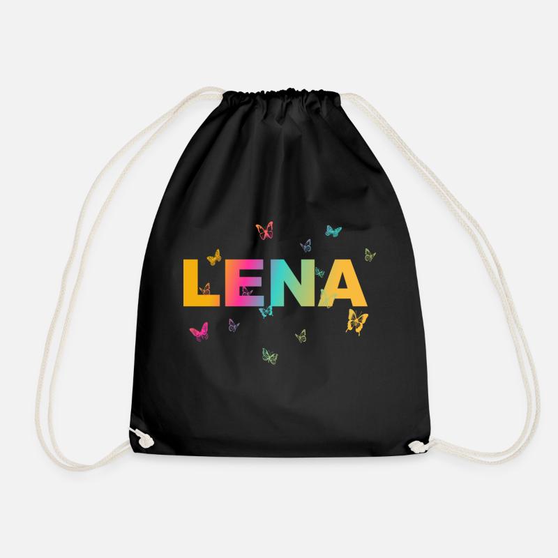 Lena - Schöner Name mit Schmetterlingen, Mädchen - Turnbeutel - Schwarz