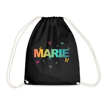 Marie - Schöner Name mit Schmetterlingen, Mädchen - Turnbeutel - Schwarz - Vorne