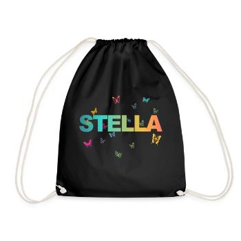 Stella - Schöner Name mit Schmetterlingen - Turnbeutel - Schwarz - Vorne