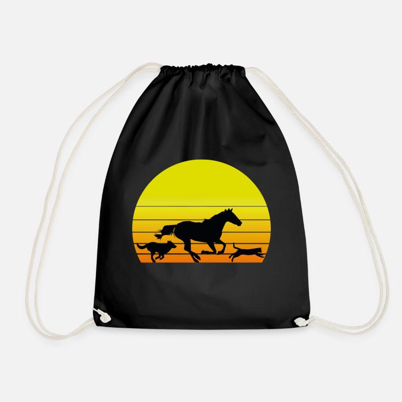 Hund Pferd Katze Sonne - Turnbeutel - Schwarz