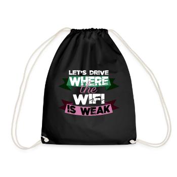 backpacking camper queen hippie hiking - Drawstring Bag - black - Front