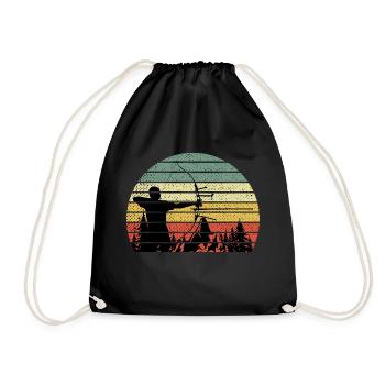 Vintage bow shooting arrow and bow - Drawstring Bag - black - Front