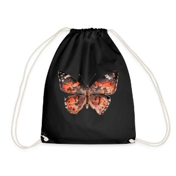 Aquarell Gemälde Distel Schmetterling - Turnbeutel - Schwarz - Vorne