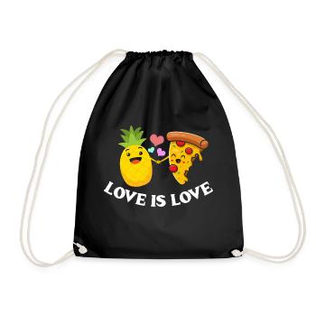 Liebe ist Liebe Pizza und Ananas - Turnbeutel - Schwarz - Vorne