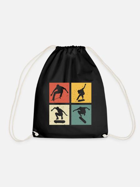 retro Skate Skater Geschenk Skateboard Skateboarder - Turnbeutel - Schwarz