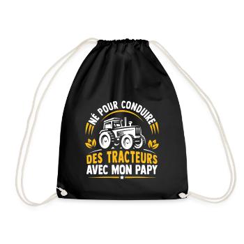Né pour conduire des tracteurs avec mon papy - Sac de sport léger - noir - Devant