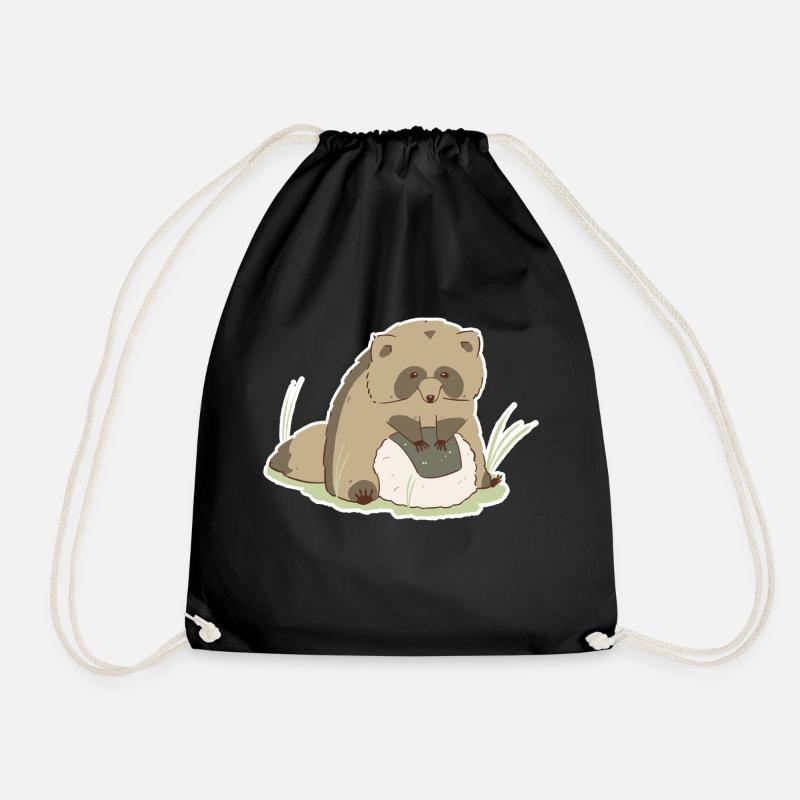Hungry Tanuki - Drawstring Bag - black