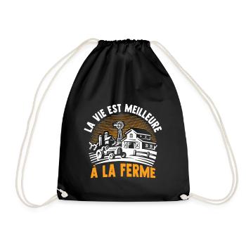 la vie est meilleure à la ferme - Sac de sport léger - noir - Devant