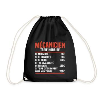 Mécanicien tarif horaire cadeau pour un mécanicien - Sac de sport léger - noir - Devant