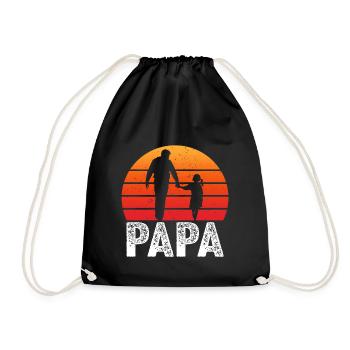 retro père et fille t-shirt papa fille - Sac de sport léger - noir - Devant