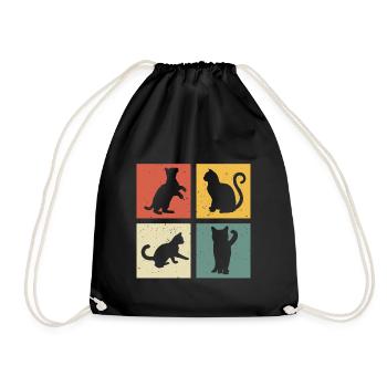 retro chat t-shirt chats chaton - Sac de sport léger - noir - Devant