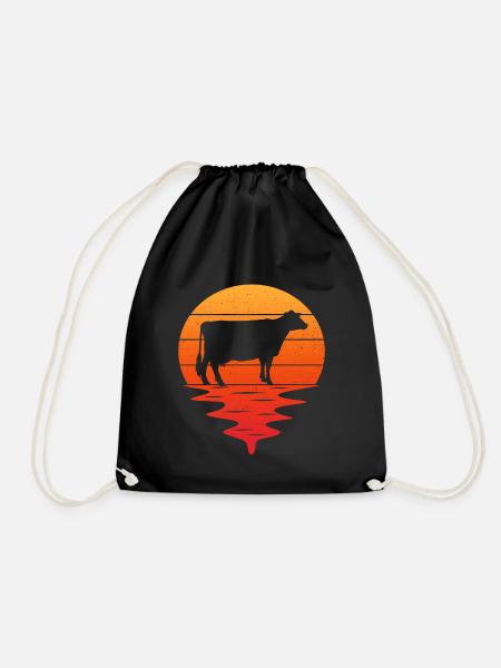 Retro t-shirt vache vaches - Sac de sport léger - noir
